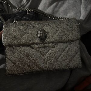 Kurt Geiger Silver Quilted Crossbody Bag with Chain Strap